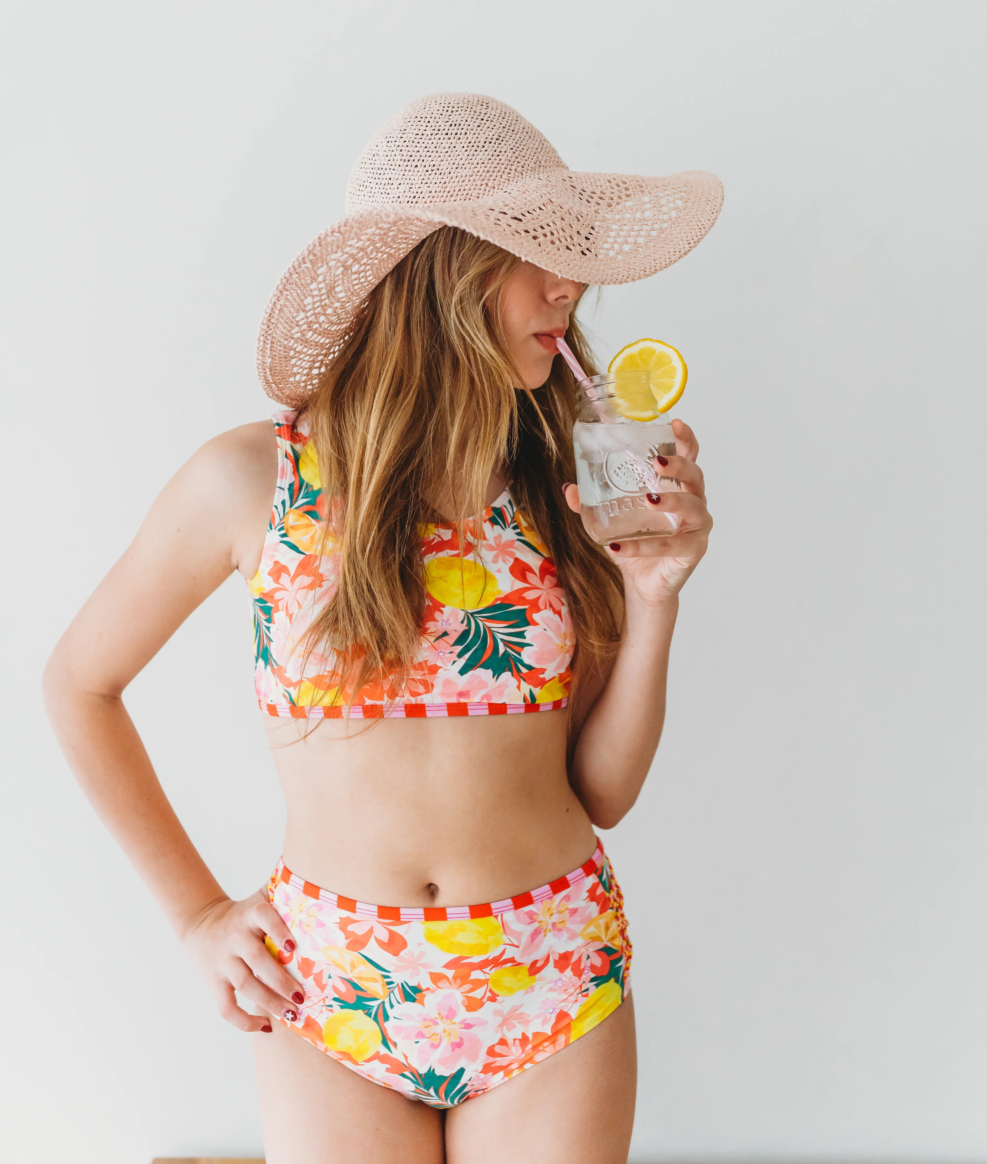 Two Piece Swimsuit | Luau Pink Hibiscus - Image 4