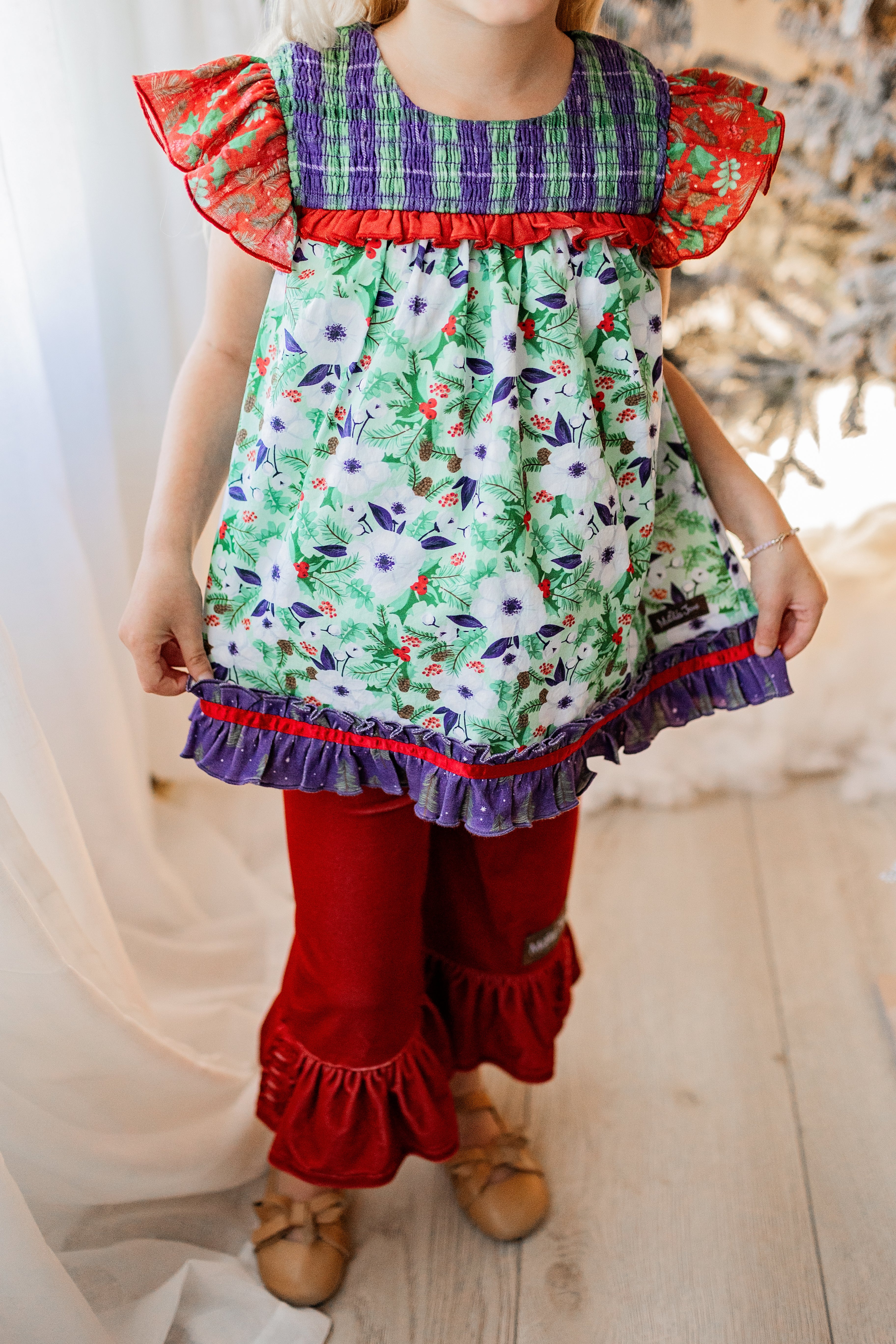 Cherry Cheer Velvet Big Ruffles - Image 5