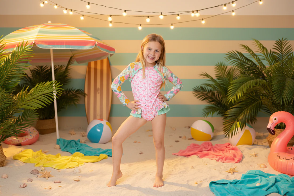 Rash Guard Swimsuit | Flamingo Fiesta (Pre-Order) - Image 14