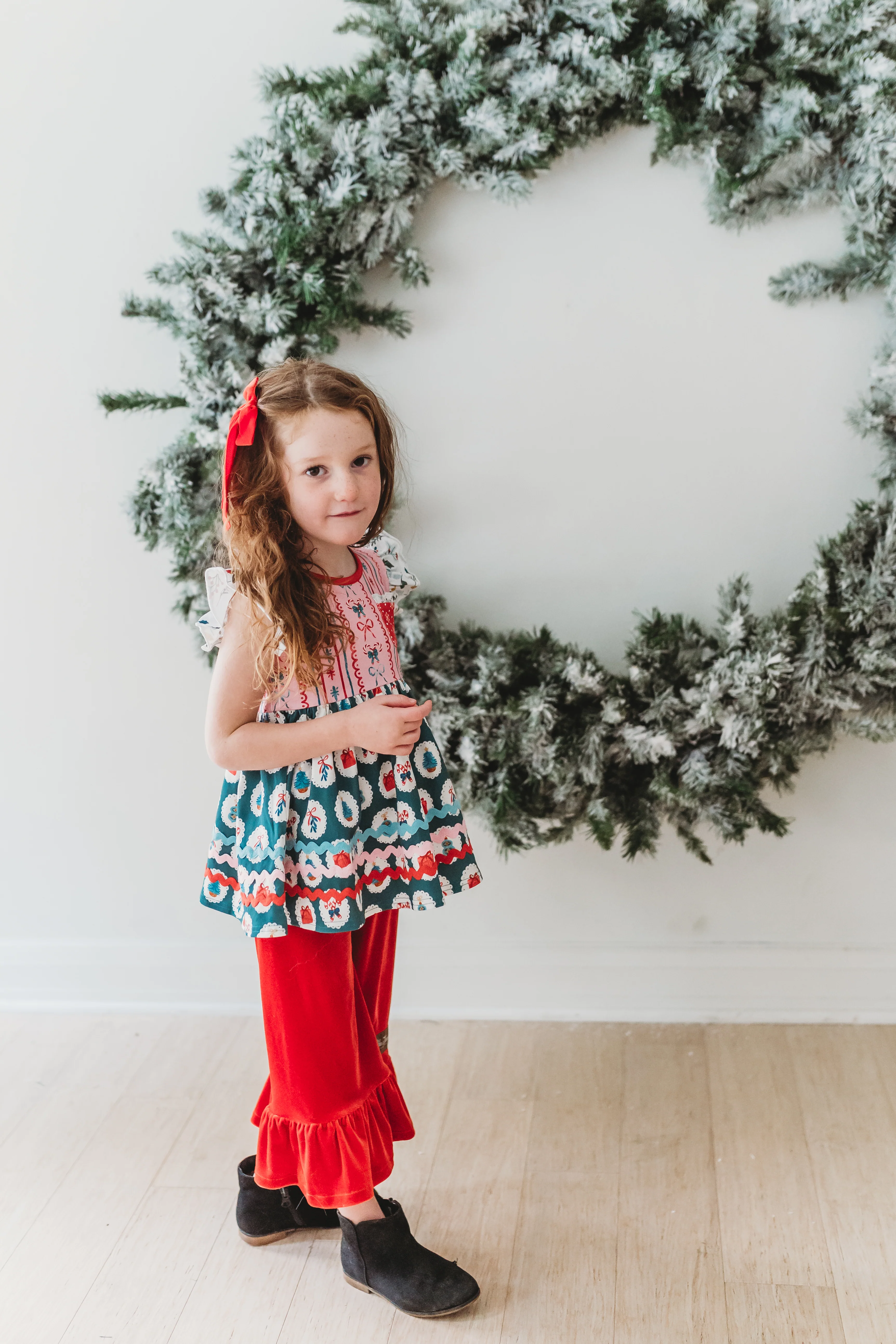 Ruby Reindeer Velvet Big Ruffles - Image 6